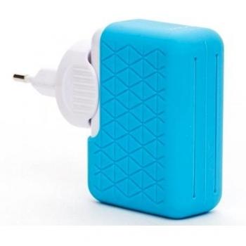 CARGADOR BLUESTORK UNIVERSAL SIN CABLE 4 PUERTOS USB 2,1A AZUL