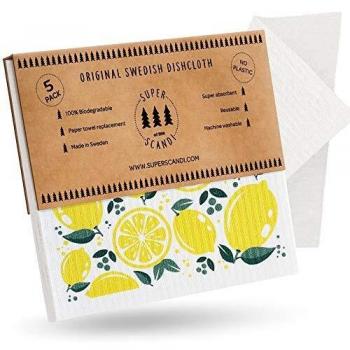 Lemon Breeze 5‑Pack Swedish Dishcloths – Reusable & Biodegradable