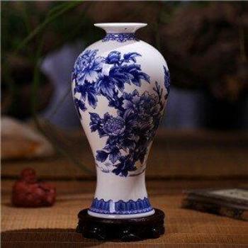 Jingdezhen Peony Blue and White Vase