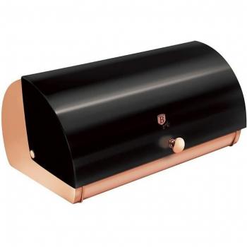 Contenedor para Almacenamiento de Pan Berlinger Haus Black Rose, Tapa Deslizante, Acero Inoxidable, Diseño Moderno, Oro Rosado/Negro