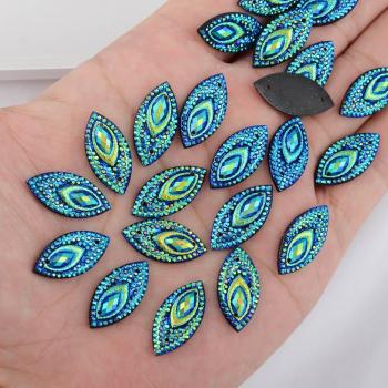 BOLIAO 20Pcs Flatback Blue Resin Horse Eye Gems