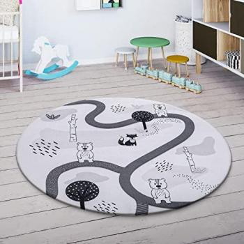 Paco Home Kinderteppich »Chicos 560«, rund, 150 cm, 4 mm Höhe, Flachgewebe, Straßen-Spiel-Teppich