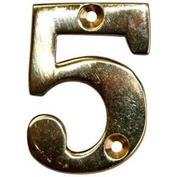 Numero 5 in ottone brillante H.5,1 x l.3,5 cm