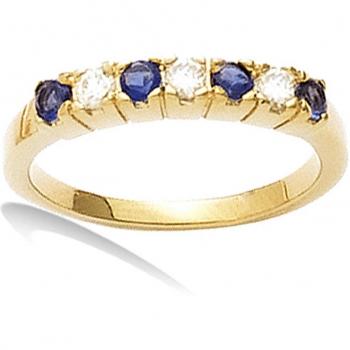 Alianza Dorada 'Amor Eterno' con Zafiro Blanco - 3 mm 56 Azul