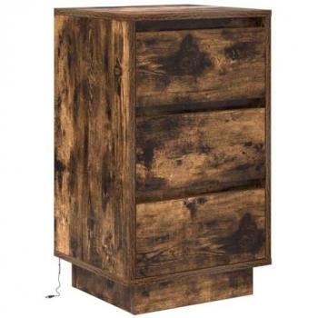 LED Bedside Nightstand in Smoked Oak 38x34x65 cm