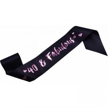 40 & Fabulous Pink Font Party Ribbon