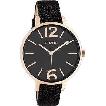 Oozoo Damenuhr 38 MM in Schwarz, klassisches Lederband