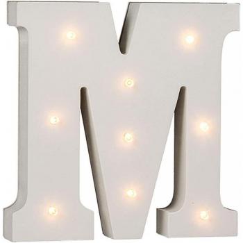 Lettera M in legno con illuminazione LED