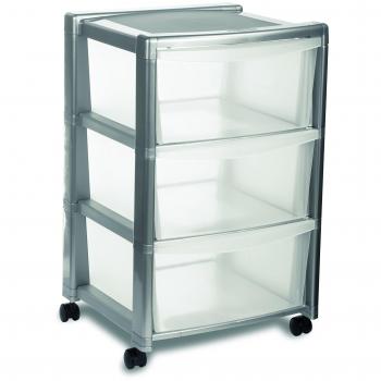 Stefanplast Libera Cassettiera 3 cassetti, Argento, 40 x 40 x 63 cm