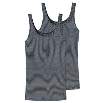 Schießer Damen Shirt Essential 2‑Pack Trägertop Blau (48)