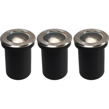 Lot de 3 spots de sol extérieurs en acier orientables IP65 - Delux