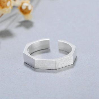 Simple 925 Sterling Silver Allergy-Free Geometric Six Pointed Rings SR108