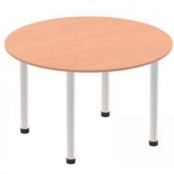 Impulse Beech-Top 1000mm Round Dining Table with Aluminum Post Legs