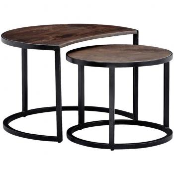 Wohnling Couchtisch 2er Set Mango Massivholz