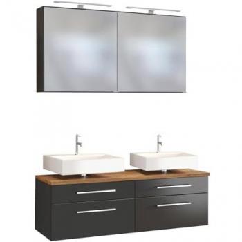 Unterbecken-Set Davos 120 cm mit Spiegelschrank in graphit/matt grau