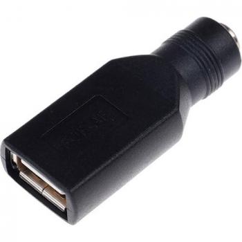 USB 2.0 Female to Male Adapter with 5V DC Power Jack 5.5*2.1mm Black