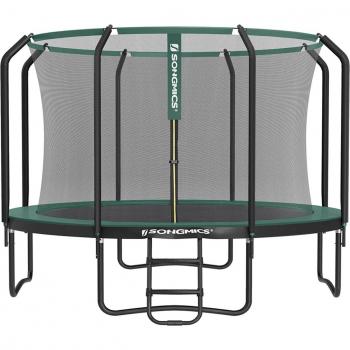Trampolino da Giardino Ø 366 cm con Rete di Sicurezza Verde Scuro