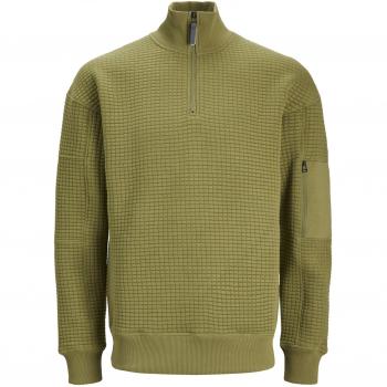 Jack & Jones Felpa Waffle Verde Zip a Mezzo per Uomini
