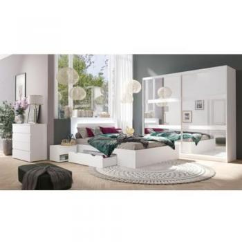 Suite Nofi Cama 180x200 con Somier y Accesorios Blancos