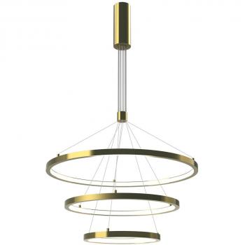 Lâmpada Suspensa Tríceo 108W Ouro com Lâminas Ø807, Ø600 e Ø395 – Controle de Potência Triac