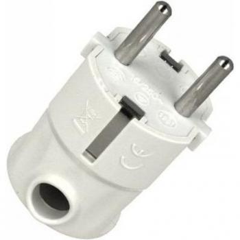 Spina Schuko 2P+T 16A 250V Cavo Laterale Bianco