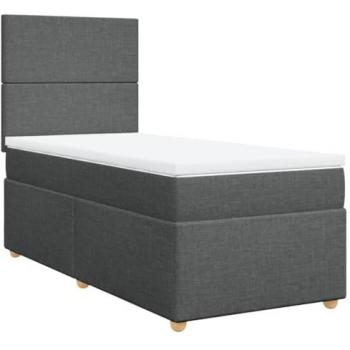 VidaXL Boxspringbett Dunkelgrau 100x200 cm mit Matratze