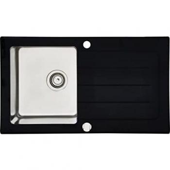 Évier en verre encastré Respekta – New York – Noir – 1 bac – 86x50 cm
