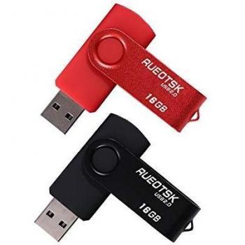 RUEOTSK drehbares USB 2.0-USB-Stick Flash-Speicherlaufwerk (Rot Schwarz)