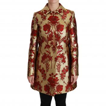 Dolce & Gabbana Golden Brocade Floral Trenchcoat - Size XS