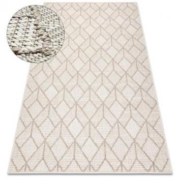 Jersey Carpet 19231 Beige - Geometric Structure, Boho Loop Design 160x220 cm