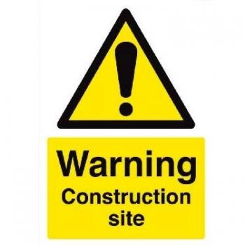 Self-adhesive Semi-rigid PVC Warning Construction Site Sign 200 x 300mm