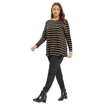 Ribbed Stripe Black Swing Top for Women – 26-28