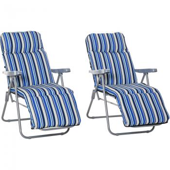 Chaises Longues Réglables avec Coussin Outsunny