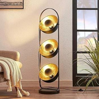 Modern Black Metal Muriel Floor Lamp by Lindby (3 E27 Light Sources)