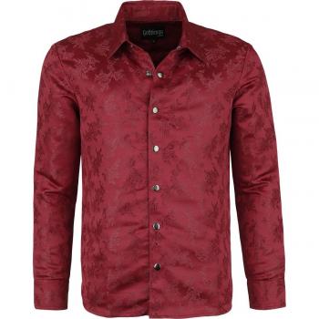 Gothicana by EMP – Woven Rose Shirt Langarmhütchen, dunkelrot, XL, Männer