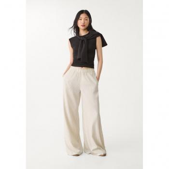 XL Black Flowing Linen Palazzo Pants – Stradivarius