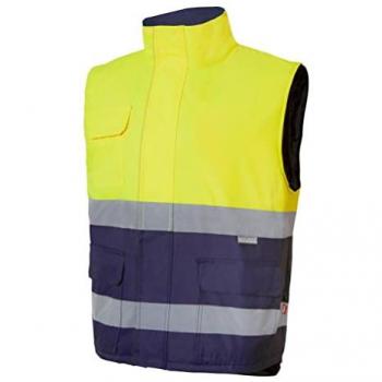 Chaleco acolchado bicolor av velilla - azul navy/amarillo flúor - 2xl