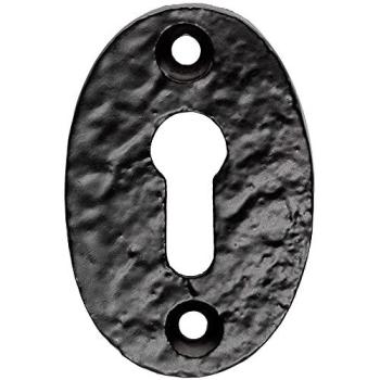 Black Oval Escutcheon Lock Profile 49×32.5 mm with Antique Keyhole