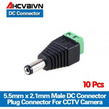 10Pcs 5.5mm x 2.1mm DC Power BNC Connector for CCTV Camera