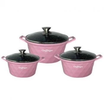 Marmor Pink Kochtopfset 6-teilig Induktion Alu Guss