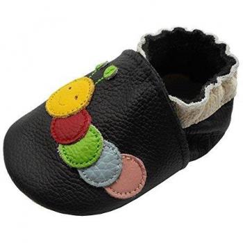 YIHAKIDS Chaussons Bébé Cuir Souple Caterpillar Noir 12-18 Mois
