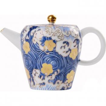 Goldene Blüten Teekanne aus Jingdezhen