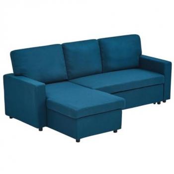 Canapé convertible d'angle Meiya 4 places avec rangement - Bleu