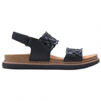 Arwell Glide Clarks: Sandalia Negra de Cuero con Suela de 3‑5 cm y Cierre Velcro, Talla 38