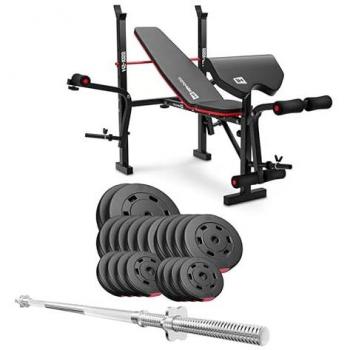 Banc de Musculation Hop-Sport HS-1055 avec Presse à Jambes et Set d'Haltères