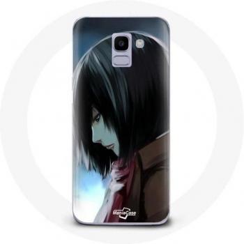 Cover per Samsung Galaxy A8 2018 Mikasa Ackerman Attacco dei Giganti Manga Anime