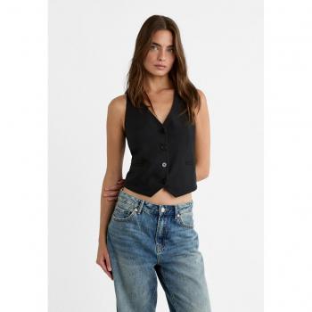 Black Short Buttoned Waistcoat L