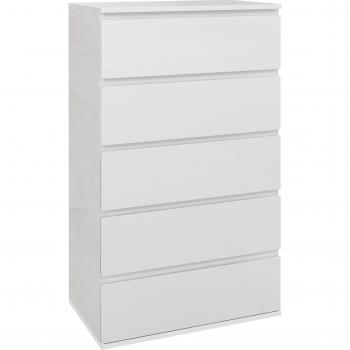 Comò moderno a 5 cassetti in legno – colore bianco (HOMCOM)