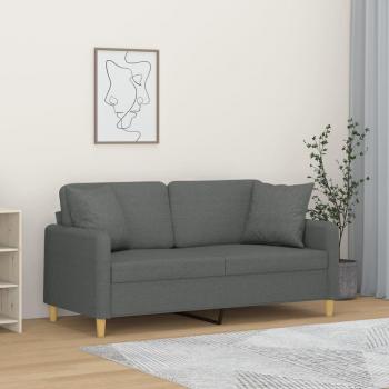 Divano 2 Posti Grigio Scuro 140 cm con Cuscini