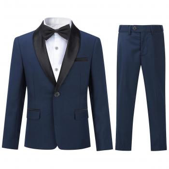 Traje de Noche para Joven con Cuello de Mantón, Blazer y Pantalones Azul - 150CM